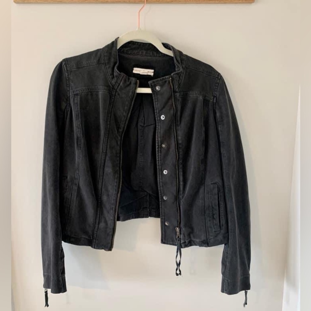 Washed black moto jacket
